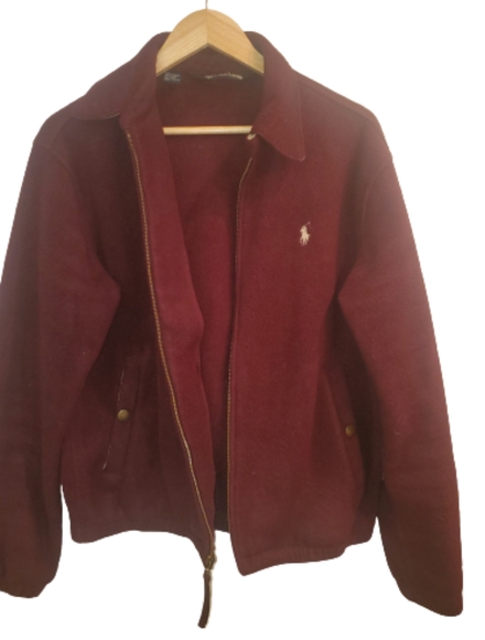 Vintage Polo RL Harrington Fleece Jacket Polartec Technology Burgundy Red - Picture 5 of 10
